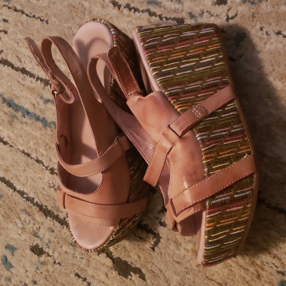 Ladies size 37 US 6.5 Antelope wedge sandals
